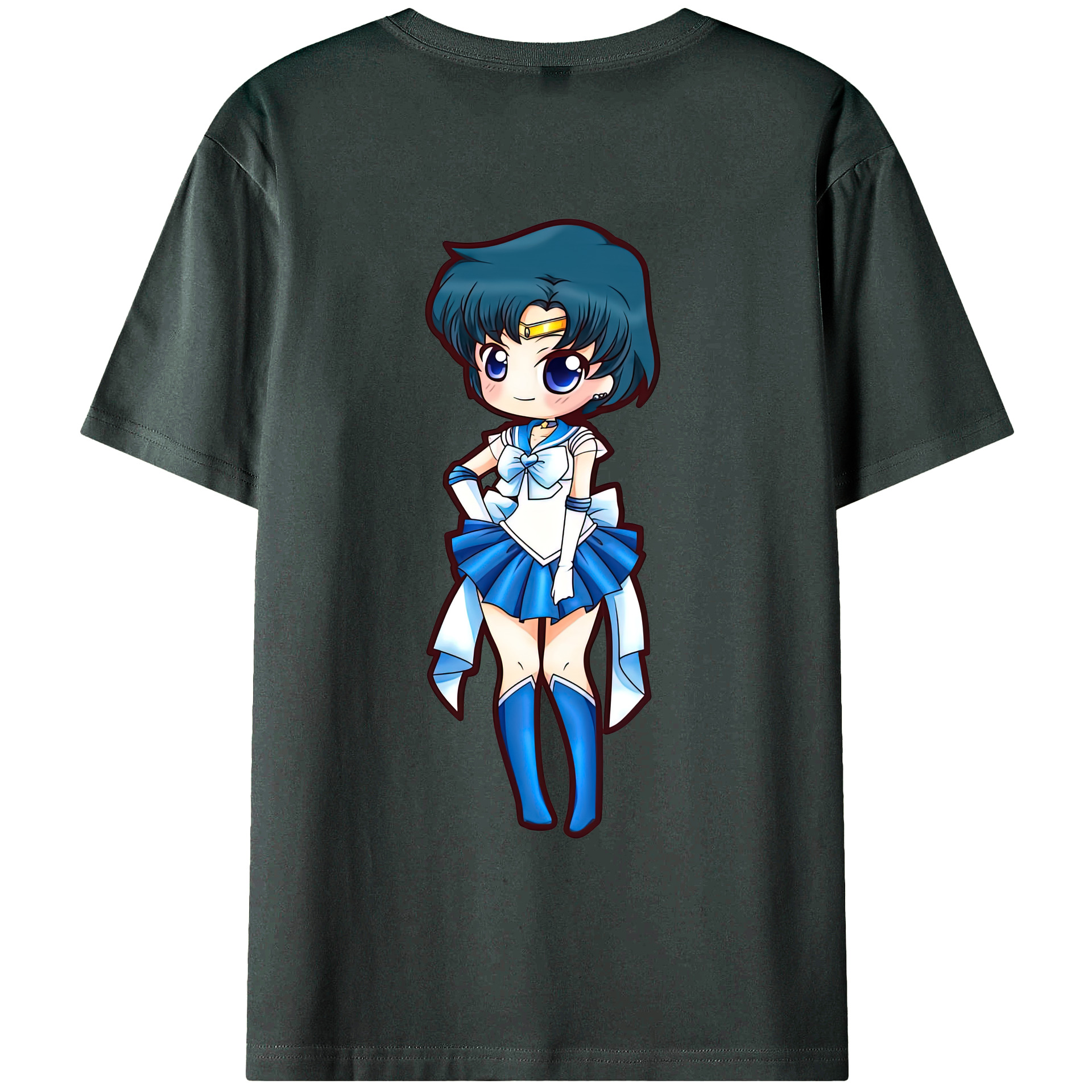 （画像用） 美少女戦士セーラームーン 水野 亜美 みずの あみ Sailor Moon Mizuno Ami 綿100％ メンズ半袖Tシャツ（バックプリント） 通気性